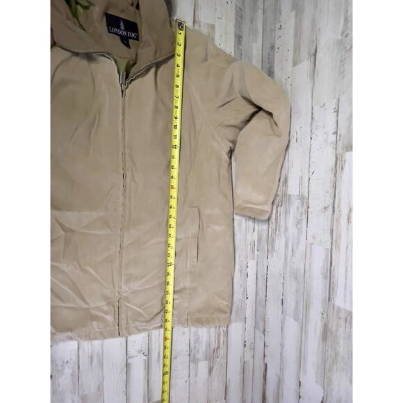 London Fog Mens Lightweight Jacket Tan Lg w/ Removable Hood & Drawstring Waist - Picture 10 of 10